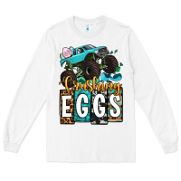White Easter Day Monster truck crushing eggs Long Sleeve Tee - OliviaCreatesArt