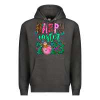 Charcoal Heather Happy Easter Premium Hoodie - CowhideDigitalArt