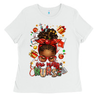 White one merry nurse afro messy bun Ladies Tee - texasbilliewilder