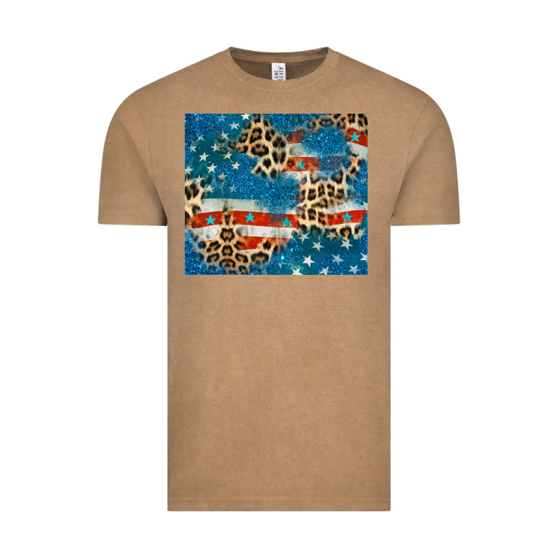 Leopard Glitter American Flag Vintage Tee by CowGirlArtShop | Teevron