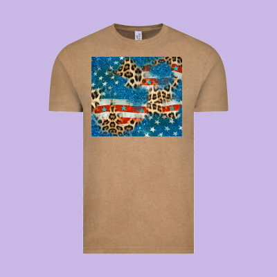 Leopard Glitter American Flag Vintage Tee Designed By Cowgirlartshop