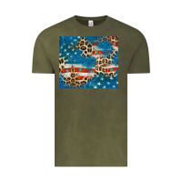 Vintage Olive leopard glitter american flag Vintage Tee - CowGirlArtShop