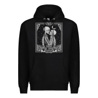 Black The Lovers Tarot Card Skeleton Valentines Halloween Occult Premium Hoodie - longCreatives