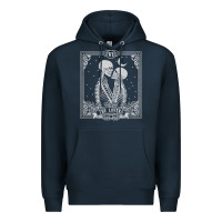 Navy The Lovers Tarot Card Skeleton Valentines Halloween Occult Premium Hoodie - longCreatives