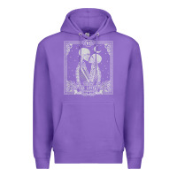 Purple The Lovers Tarot Card Skeleton Valentines Halloween Occult Premium Hoodie - longCreatives