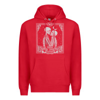 Red The Lovers Tarot Card Skeleton Valentines Halloween Occult Premium Hoodie - longCreatives