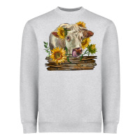 Charolais Cow With Sunflowers Heavyweight Sweatshirt | Teevron