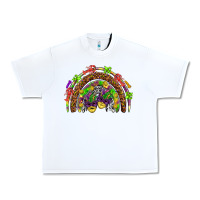 White Mardi Gras rainbow Urban Heavy Tee - HowdyJamesFarm