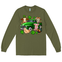 Army Green St. Patrick's farm animal truck Long Sleeve Tee - OliviaCreatesArt