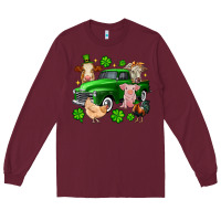 Burgundy St. Patrick's farm animal truck Long Sleeve Tee - OliviaCreatesArt