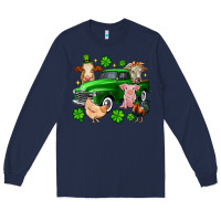 Navy St. Patrick's farm animal truck Long Sleeve Tee - OliviaCreatesArt
