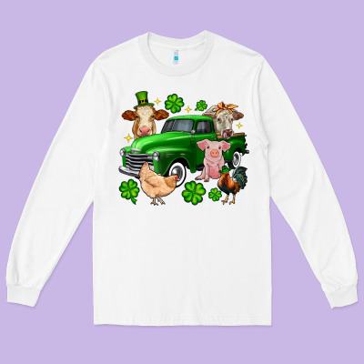 St. Patrick's Farm Animal Truck Long Sleeve Tee Designed By Oliviacreatesart