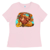 Bubblegum Pink Turkey pumpkins Ladies Tee - NancyCooperArtShop