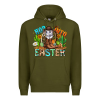 Army Green Hop Into Easter Bunny Western Premium Hoodie - CowhideDigitalArt