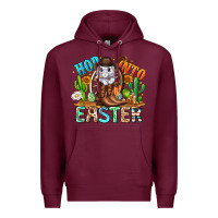 Burgundy Hop Into Easter Bunny Western Premium Hoodie - CowhideDigitalArt