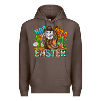Coffee Hop Into Easter Bunny Western Premium Hoodie - CowhideDigitalArt