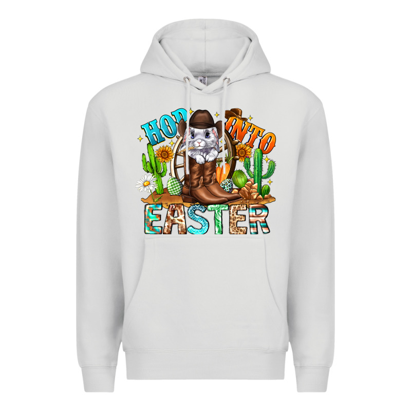 Hop Into Easter Bunny Western Premium Hoodie by CowhideDigitalArt | Teevron