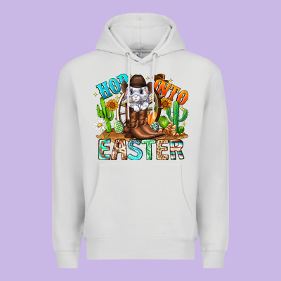 Hop Into Easter Bunny Western Premium Hoodie Designed By Cowhidedigitalart