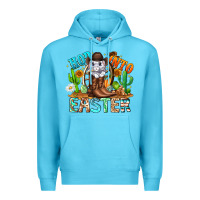 Ocean Blue Hop Into Easter Bunny Western Premium Hoodie - CowhideDigitalArt