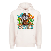 Pale Pink Hop Into Easter Bunny Western Premium Hoodie - CowhideDigitalArt