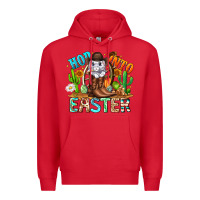 Red Hop Into Easter Bunny Western Premium Hoodie - CowhideDigitalArt