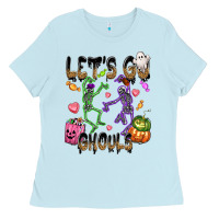 Baby Blue Let's go ghouls Ladies Tee - NancyCooperArtShop