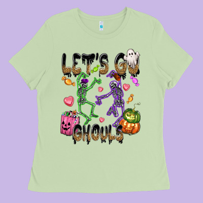 Let's Go Ghouls Ladies Tee Designed By Nancycooperartshop