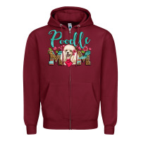 Burgundy poodle mom Zipper Hoodie - Artiststas
