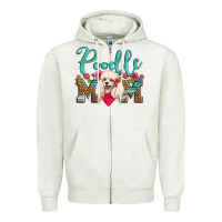 Oatmeal Heather poodle mom Zipper Hoodie - Artiststas