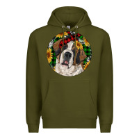 Army Green Christmas St. Bernard Premium Hoodie - RanaPortraitStore