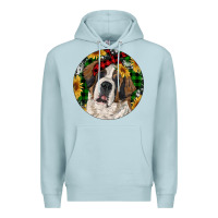 Blue Mist Christmas St. Bernard Premium Hoodie - RanaPortraitStore
