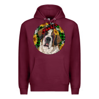 Burgundy Christmas St. Bernard Premium Hoodie - RanaPortraitStore