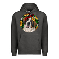 Charcoal Heather Christmas St. Bernard Premium Hoodie - RanaPortraitStore