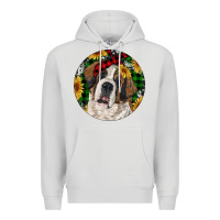 Dove Grey Christmas St. Bernard Premium Hoodie - RanaPortraitStore