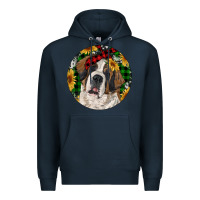 Navy Christmas St. Bernard Premium Hoodie - RanaPortraitStore