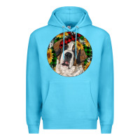 Ocean Blue Christmas St. Bernard Premium Hoodie - RanaPortraitStore