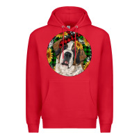 Red Christmas St. Bernard Premium Hoodie - RanaPortraitStore