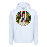 White Christmas St. Bernard Premium Hoodie - RanaPortraitStore