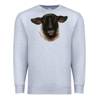 Heather Grey suffolk ewe head Premium Sweatshirt - BarkalooDesign