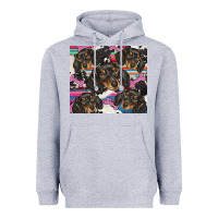 Heather Grey dachshund Heavyweight Hoodie - BarkalooDesign