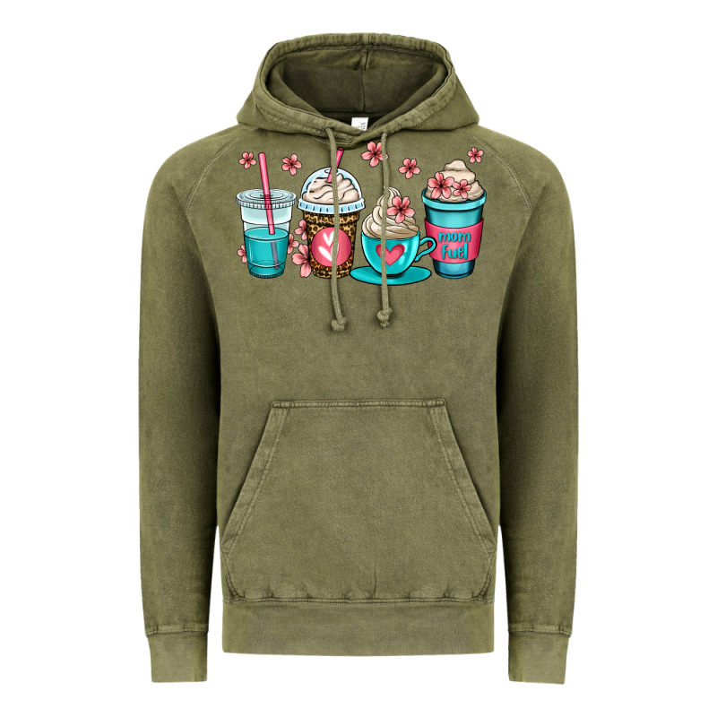 Mom Fuel Coffee Cups Vintage Hoodie by OliviaCreatesArt | Teevron