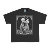 Pigment Black The Lovers Tarot Card Skeleton Valentines Halloween Occult Urban Heavy Tee - longCreatives