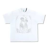 White The Lovers Tarot Card Skeleton Valentines Halloween Occult Urban Heavy Tee - longCreatives