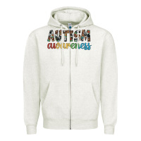 Oatmeal Heather autism awareness Zipper Hoodie - Artiststas