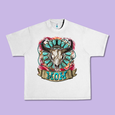 Mom Bull Skull Mother's Day Urban Heavy Tee Designed By Cowgirlartshop