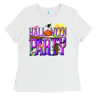 White Halloween party Ladies Tee - NancyCooperArtShop