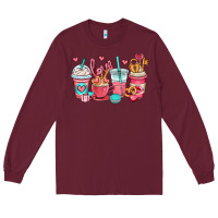 Burgundy valentines day coffee cups (1) Long Sleeve Tee - OliviaCreatesArt