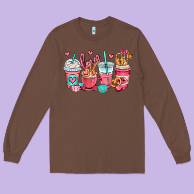 Valentines Day Coffee Cups (1) Long Sleeve Tee Designed By Oliviacreatesart