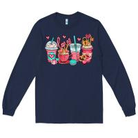 Navy valentines day coffee cups (1) Long Sleeve Tee - OliviaCreatesArt