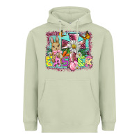 Matcha easter cross background Heavyweight Hoodie - BarkalooDesign